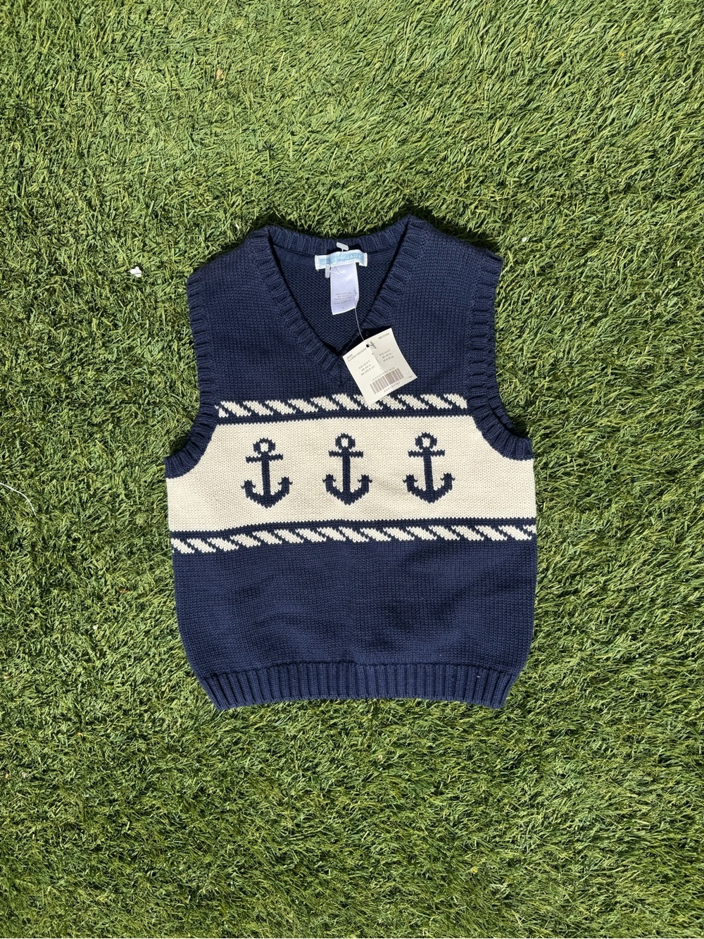 Janie and Jack Navy Anchor Knit Vest - Kids